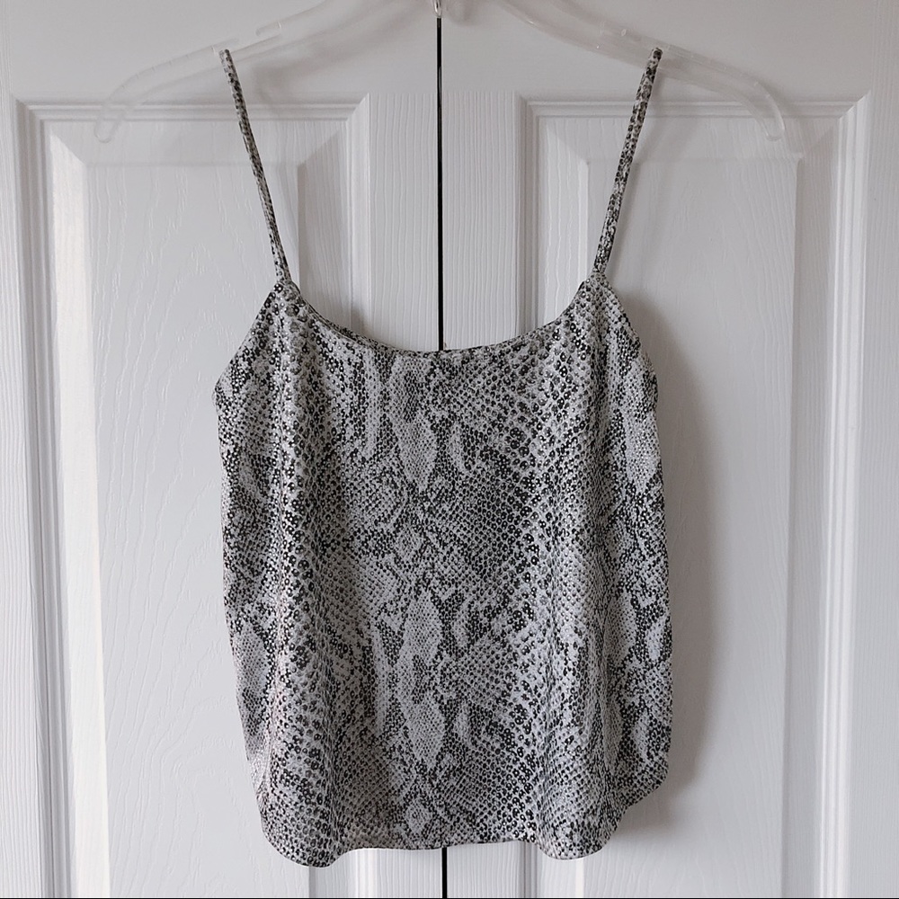 Luxury Silver Snakeskin Print Cami Tank Top